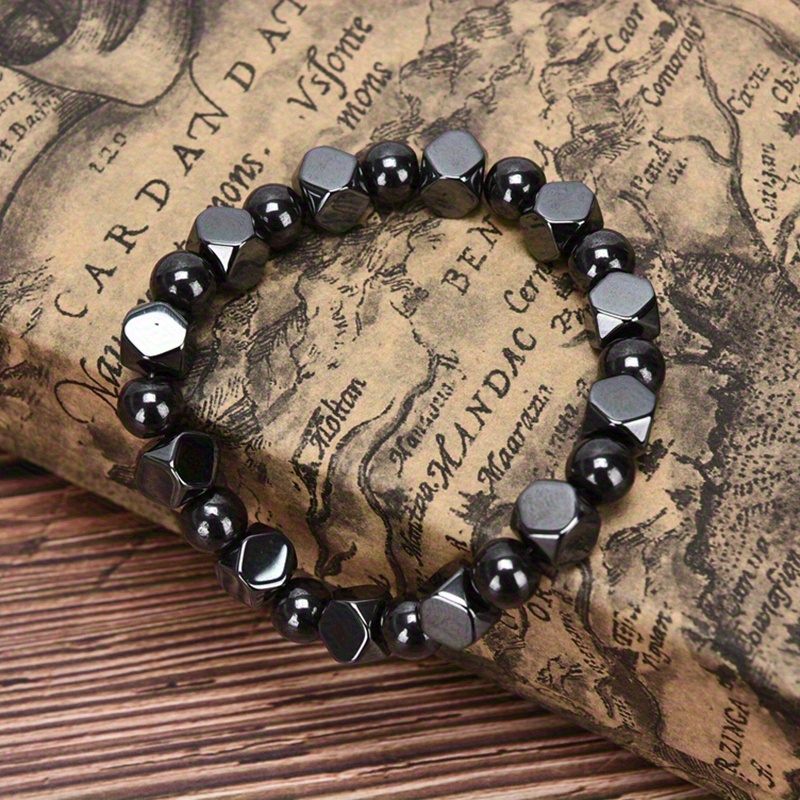 Men's Black Obsidian, Hematite & Tiger Eye Beaded Bracelet, Daily Wear